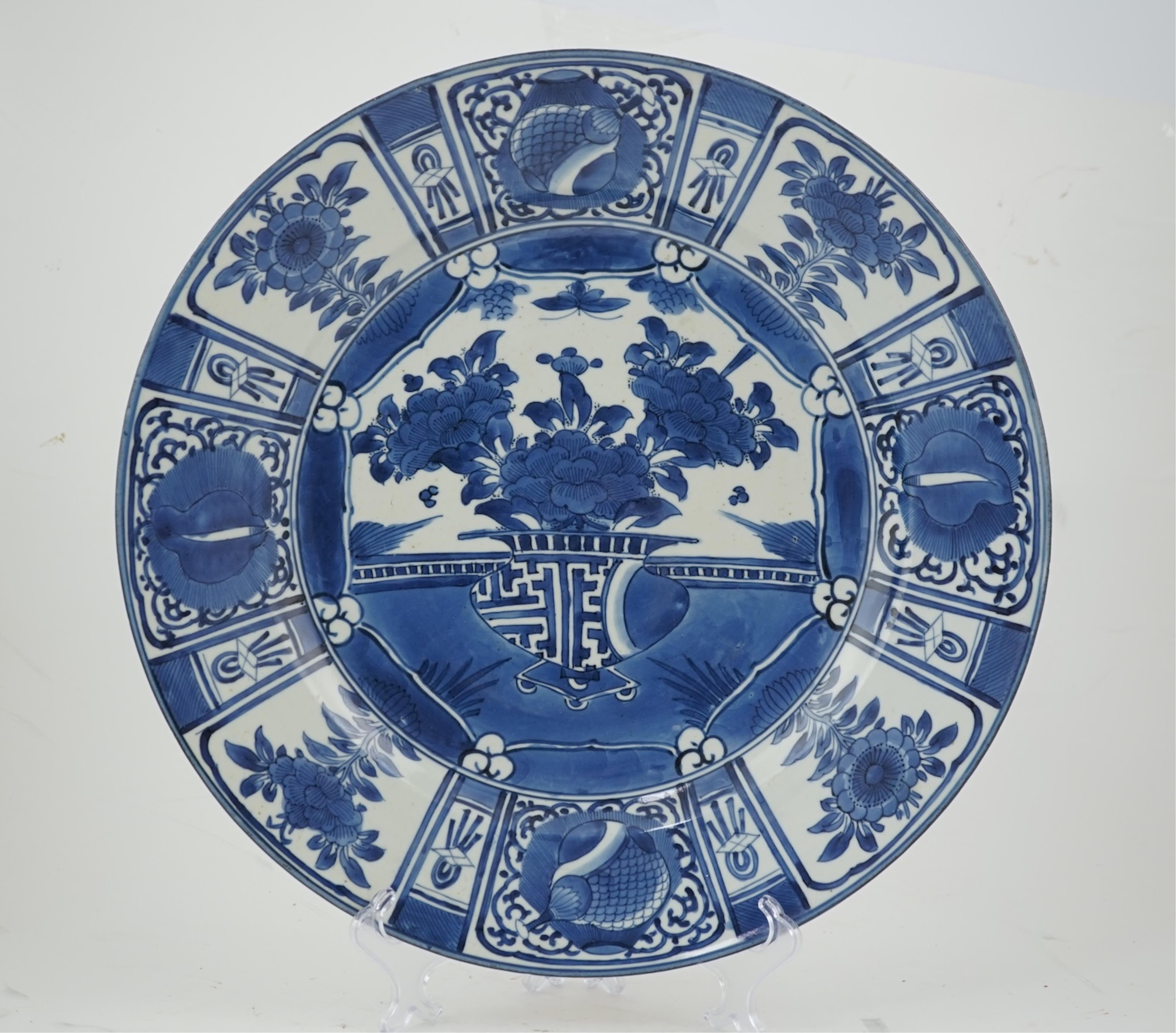 A good Japanese Arita blue and white dish, Genroku period (1688-1704)